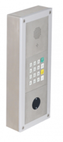 On wall mounted installation with SIP MAXI module, keypad module and motion detector.