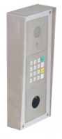 On wall mounted (with weather protection roof) installation with SIP MAXI module, keypad module and motion detector.