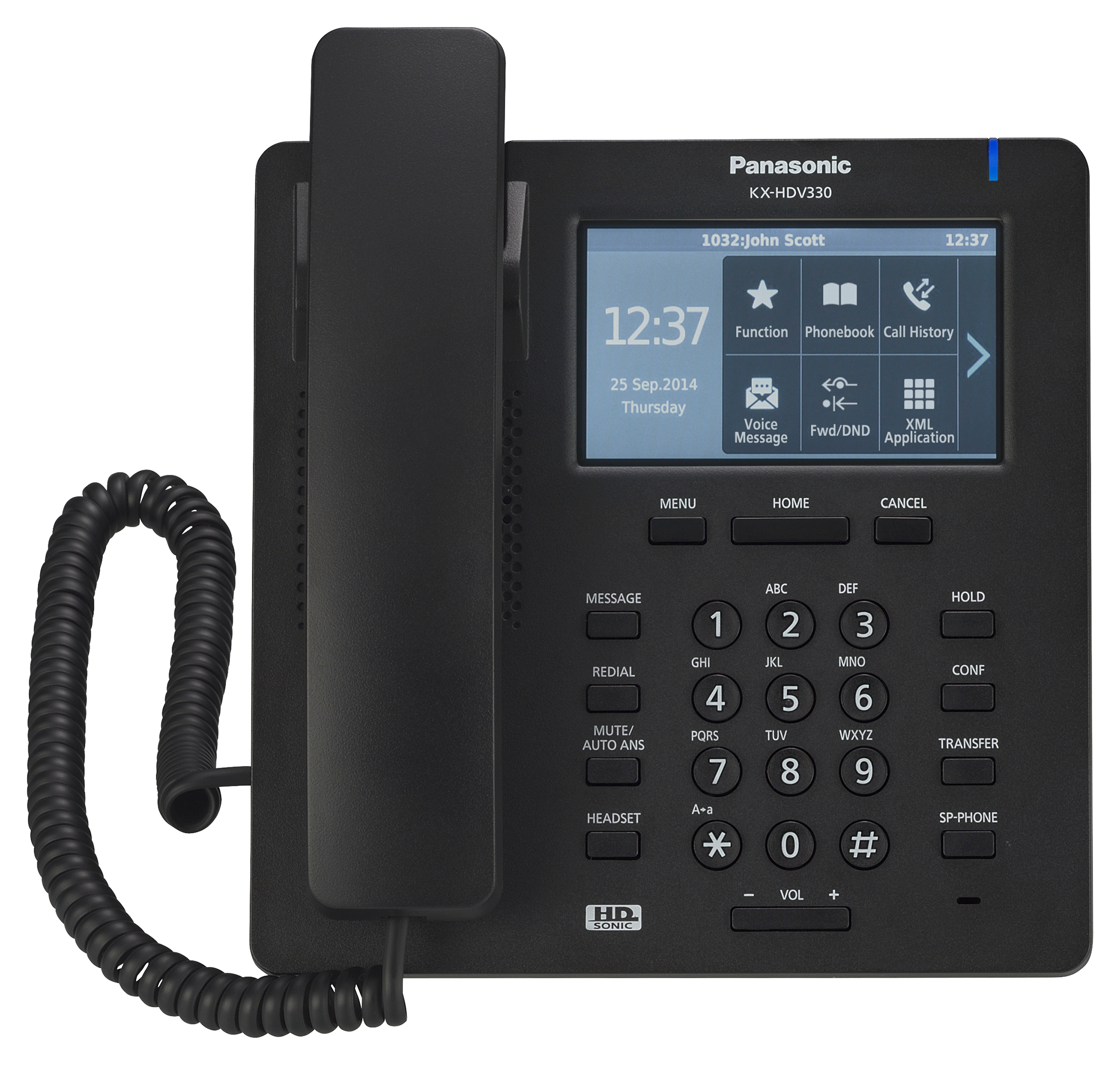 Black PoE Support, Power Supply Sold Separately Panasonic KX-HDV330 Gigabit SIP Phone 